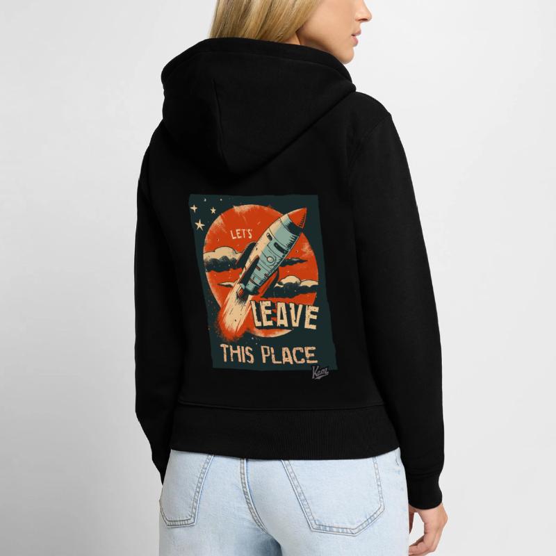 Lass uns mit einer Rakete hier abhauen Frauen Premium Bio Zip Hoodie
