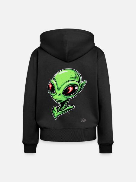 Super-Schicker Alien - Frauen Premium Bio Zip Hoodie - Schwarz