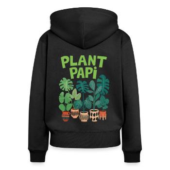 Plant Papi - Stilvolle Pflanzenliebhaber Design - Frauen Premium Bio Zip Hoodie - Schwarz - Hinten - Julia (174cm)