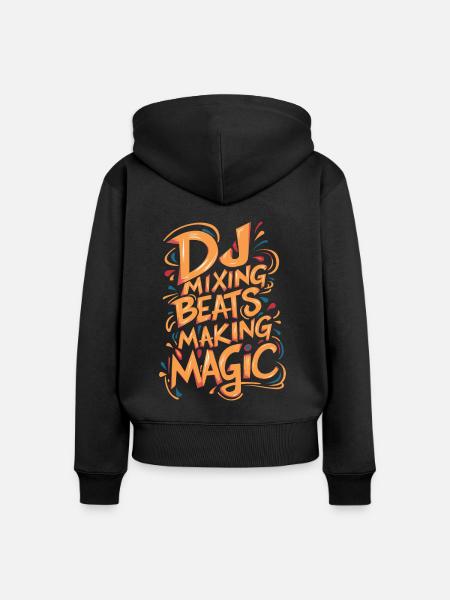 DJ Mixing Beats Making Magic - Frauen Premium Bio Zip Hoodie - Schwarz
