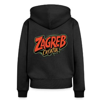 Zagreb Croatia Souvenir - Frauen Premium Bio Zip Hoodie - Schwarz - Hinten - Julia (174cm)