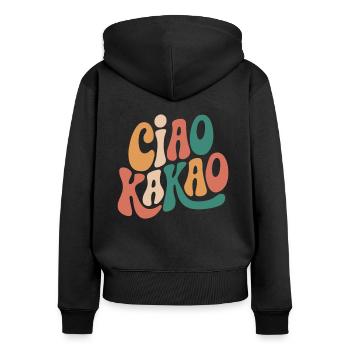 Ciao Kakao - Frauen Premium Bio Zip Hoodie - Schwarz - Hinten - Julia (174cm)