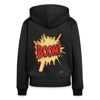 Boom – Cartoon Comic Explosion - Frauen Premium Bio Zip Hoodie - Schwarz - Hinten - Julia (174cm)