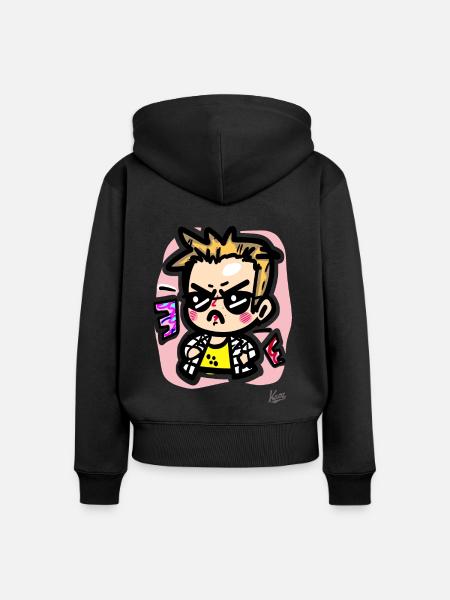 Cooler kleiner Junge - Frauen Premium Bio Zip Hoodie - Schwarz