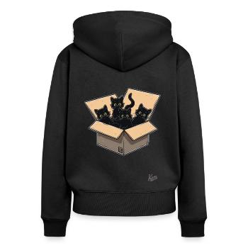 Une boîte pleine de bébés chats noirs - Sweat à capuche zippé Premium bio Femme - noir - Dos - Julia (174cm)