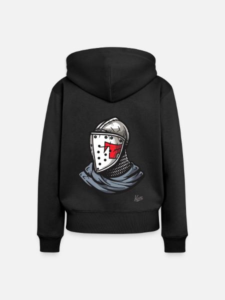 Mittelalterlicher Helm bretonische Ritter - Frauen Premium Bio Zip Hoodie - Schwarz