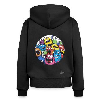Lustige Monster-Freunde - Frauen Premium Bio Zip Hoodie - Schwarz - Hinten - Julia (174cm)