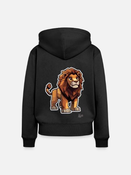 Starker Pixel-Löwe - Frauen Premium Bio Zip Hoodie - Schwarz