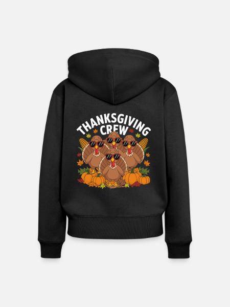 Thanksgiving Crew Erntedank - Frauen Premium Bio Zip Hoodie - Schwarz