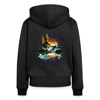 Faith can move Mountains, Matthew 17:20 - Frauen Premium Bio Zip Hoodie - Schwarz - Hinten - Julia (174cm)