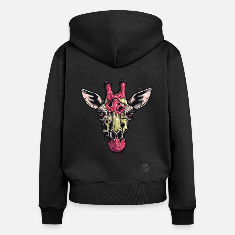 Girafe zombie colorée - Sweat à capuche zippé Premium bio Femme - noir