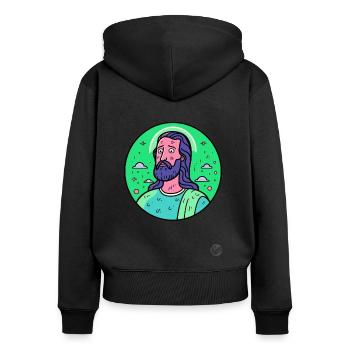Der angezweifelte Erlöser Jesus Christus - Frauen Premium Bio Zip Hoodie - Schwarz - Hinten - Julia (174cm)