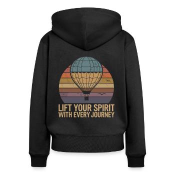 Heißluftballon Inspiration Zitat: Erhebe Deinen - Frauen Premium Bio Zip Hoodie - Schwarz - Hinten - Julia (174cm)