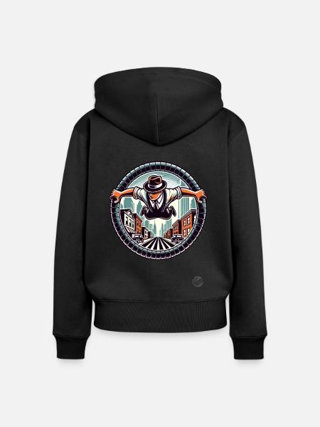 Retro Parkour - Frauen Premium Bio Zip Hoodie - Schwarz