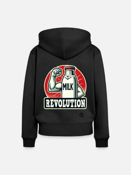 Milch-Revolution - Frauen Premium Bio Zip Hoodie - Schwarz