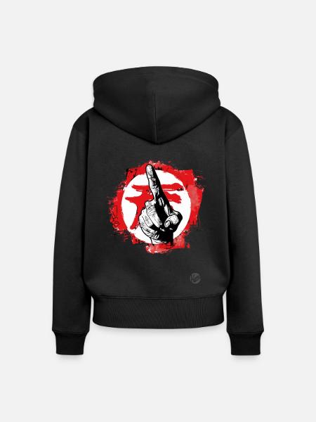 mit dem Zeigefinger zeigen - Frauen Premium Bio Zip Hoodie - Schwarz