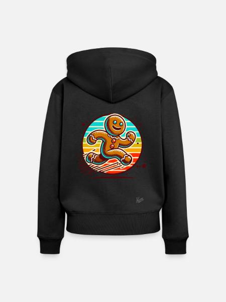 Lauf weg Lebkuchenmann - Frauen Premium Bio Zip Hoodie - Schwarz