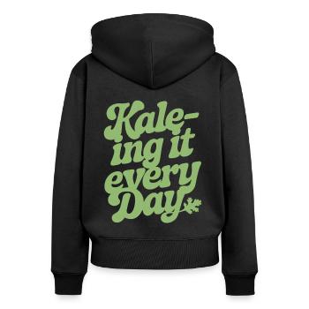 Kale-ing It Every Day Vegan Vegetarisch - Frauen Premium Bio Zip Hoodie - Schwarz - Hinten - Julia (174cm)
