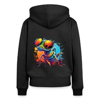 Fourmi avec lunettes de soleil Rainbow Ant lunettes de soleil - Sweat à capuche zippé Premium bio Femme - noir - Dos - Julia (174cm)
