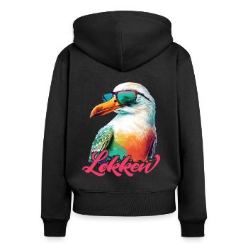 Loecken Urlaub coole bunte Möwe mit Sonnenbrille - Frauen Premium Bio Zip Hoodie - Schwarz - Hinten - Julia (174cm)