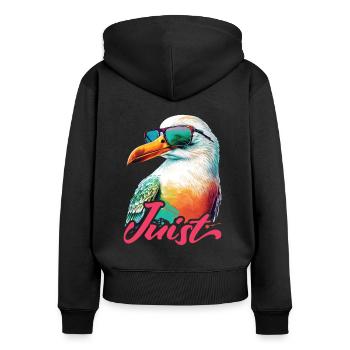 Juist holiday cool colorful seagull with sunglasses - Women's Premium Organic Zip Hoodie - black - Back - Julia (174cm)