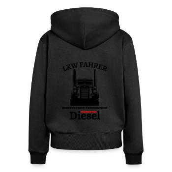 LKW Fahrer - Essen Fleisch Trinken Bier ... - Frauen Premium Bio Zip Hoodie - Schwarz - Hinten - Julia (174cm)