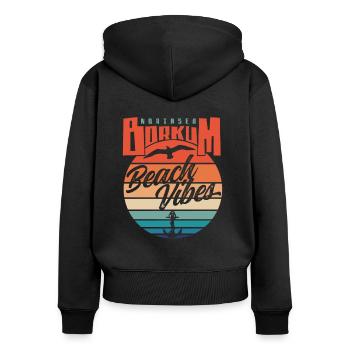 Borkum Northsea Beach Vibes Möwe Anker - Frauen Premium Bio Zip Hoodie - Schwarz - Hinten - Julia (174cm)