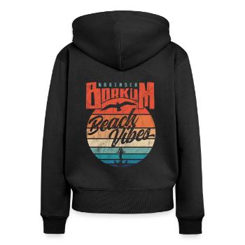 Borkum Northsea Beach Vibes Vintage - Frauen Premium Bio Zip Hoodie - Schwarz - Hinten - Julia (174cm)