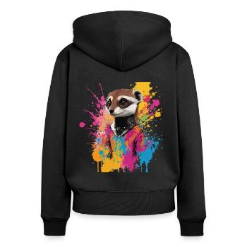 Graffiti Erdmännchen Kunst Malerei Zeichnung bunt - Frauen Premium Bio Zip Hoodie - Schwarz - Hinten - Julia (174cm)
