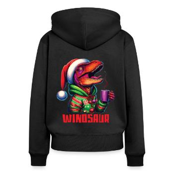 Winosaur Dino Raptor Velociraptor boit du vin chaud - Sweat à capuche zippé Premium bio Femme - noir - Dos - Julia (174cm)