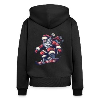 Santa Clause Snowboard Ride - Frauen Premium Bio Zip Hoodie - Schwarz - Hinten - Julia (174cm)