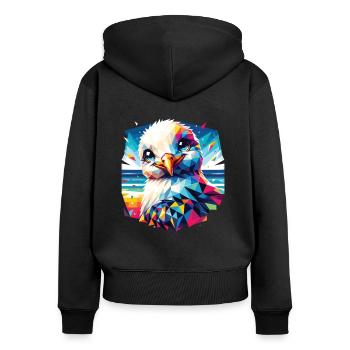 Polygon Möwe Sommer Urlaub bunt - Frauen Premium Bio Zip Hoodie - Schwarz - Hinten - Julia (174cm)