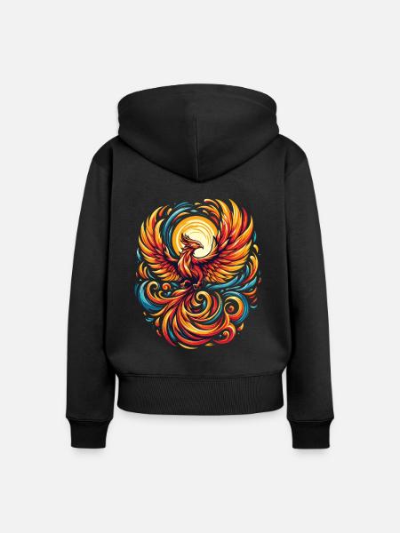 Vogel Wiedergeburt Sage Mythos - Frauen Premium Bio Zip Hoodie - Schwarz