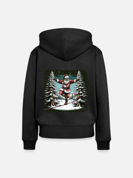 Weihnachtsmann Seiltanz Weihnachten - Frauen Premium Bio Zip Hoodie - Schwarz
