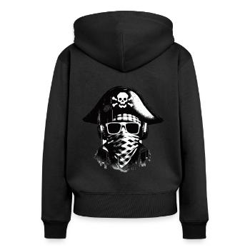 DJ pirate avec chapeau de pirate et casque - Sweat à capuche zippé Premium bio Femme - noir - Dos - Julia (174cm)