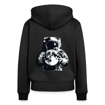 Astronaut hält Mond in den Händen Raumfahrer - Frauen Premium Bio Zip Hoodie - Schwarz - Hinten - Julia (174cm)