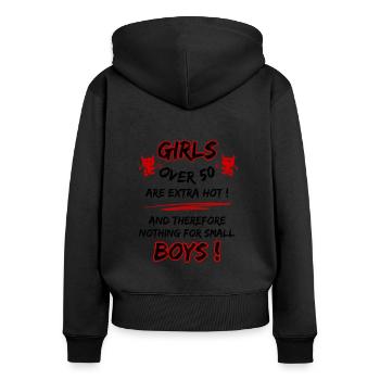 Les femmes de plus de 50 ans sont très sexy... 50e anniversaire - Sweat à capuche zippé Premium bio Femme - noir - Dos - Julia (174cm)