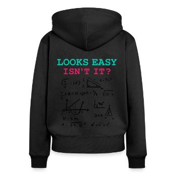 Funny Math Jokes, Physics and Math Formulas - Women's Premium Organic Zip Hoodie - black - Back - Julia (174cm)