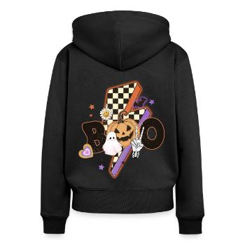 Halloween Boo Peace Pumpkin Ghost - Women's Premium Organic Zip Hoodie - black - Back - Julia (174cm)