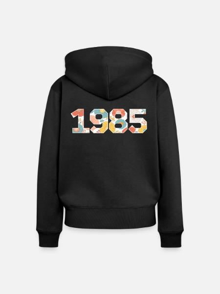 Blumen 1985 - 40-jähriges Jubiläum - Frauen Premium Bio Zip Hoodie - Schwarz
