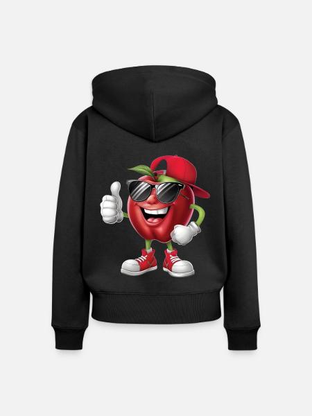 Apfel - Frauen Premium Bio Zip Hoodie - Schwarz