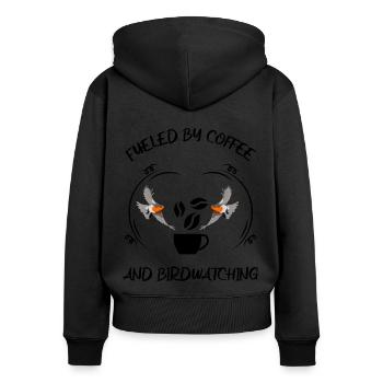 Bird Watching Bird Watching Birding Coffee - Women's Premium Organic Zip Hoodie - black - Back - Julia (174cm)