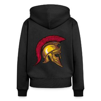 spartaner helm symbol - Frauen Premium Bio Zip Hoodie - Schwarz - Hinten - Julia (174cm)