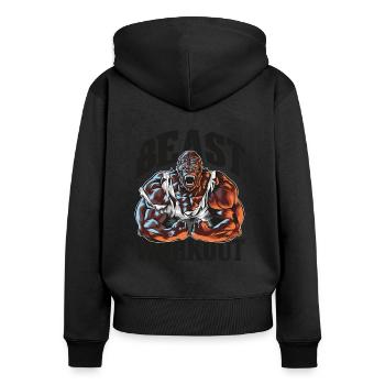 Gorilla Beast Workout Gym Power Fitness - Sweat à capuche zippé Premium bio Femme - noir - Dos - Julia (174cm)