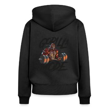 Gorilla mode beast power gym fitness - Sweat à capuche zippé Premium bio Femme - noir - Dos - Julia (174cm)