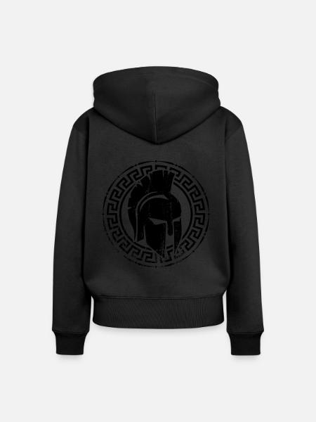 Spartan casco con logo fitness Spartan - Felpa con cappuccio con zip ecologica premium da donna - nero