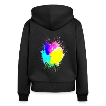 Taches de couleur Huntergrund Coloré Art - Sweat à capuche zippé Premium bio Femme - noir - Dos - Julia (174cm)