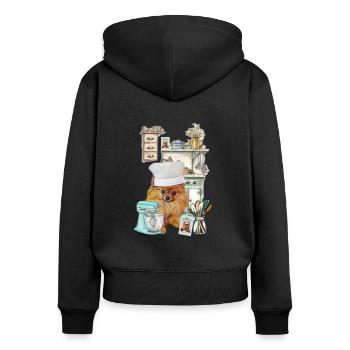 Pomeranian Teddy Pom Shirt and Accessories - Frauen Premium Bio Zip Hoodie - Schwarz - Hinten - Julia (174cm)