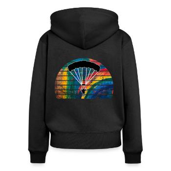 Fallschirm - Frauen Premium Bio Zip Hoodie - Schwarz - Hinten - Julia (174cm)