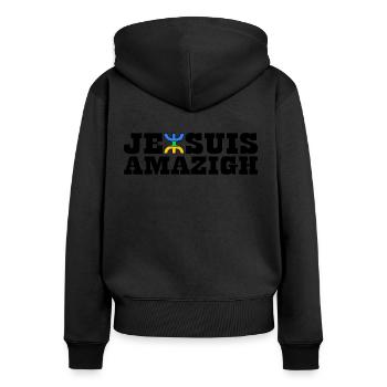 je Suis Amazigh - Frauen Premium Bio Zip Hoodie - Schwarz - Hinten - Julia (174cm)